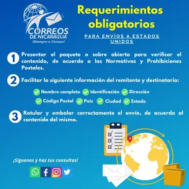 Imagen Footer - Requerimientos obligarios para envíos estados Unidos